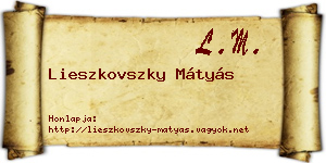 Lieszkovszky Mátyás névjegykártya